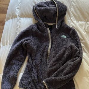 The North face fleece with hood size small color purple/ grey